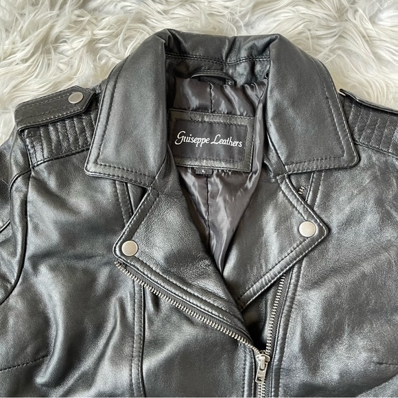 GUISEPPE leather Motorcycle black jacket - Picture 2 of 14